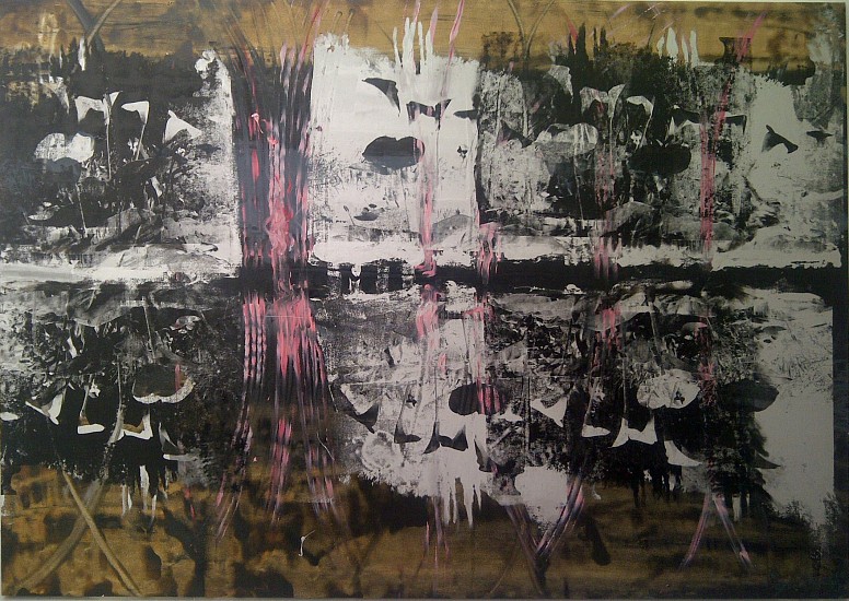 BEEZY BAILEY, REFLECTION FROM ANOTHER TIME
OIL,ENAMEL AND SILKSCREEN ON CANVAS