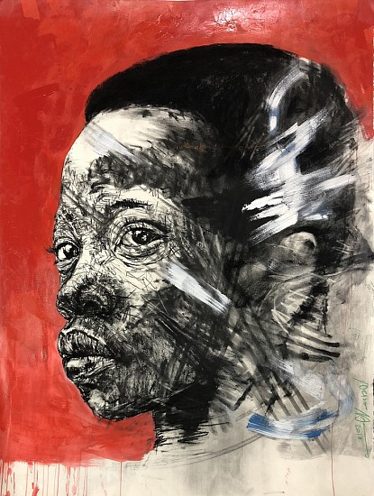 NELSON MAKAMO, BOY IN RED
2018, CHARCOAL AND PASTEL ON PAPER