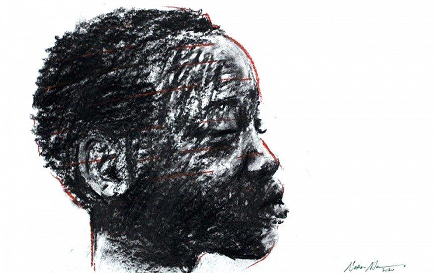 NELSON MAKAMO, UNTITLED II
2020, CHARCOAL AND PASTEL ON ARCHES PAPER