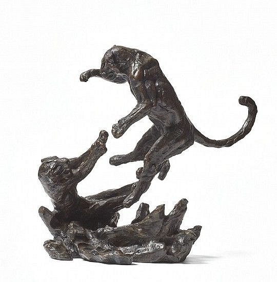 DYLAN LEWIS, PLAYING LEOPARD PAIR II MAQUETTE (S455)
BRONZE