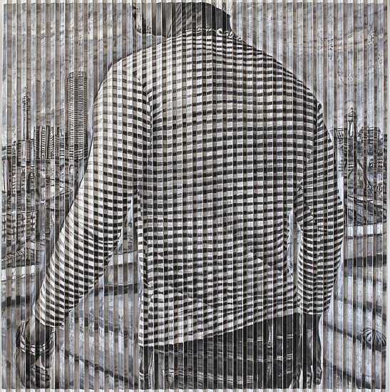 GARY STEPHENS, YANNICK, THE STRIPED T-SHIRT
CHARCOAL AND ACRYLIC ON FOLDER PAPER