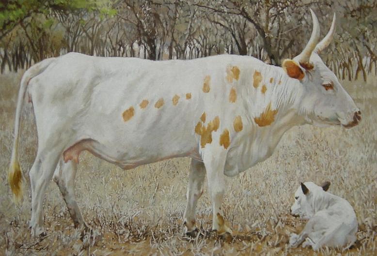 LEIGH VOIGT, THE COW THAT IS CLOUDS WITH CALF
OIL ON CANVAS