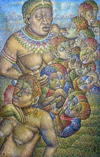 MMAKGABO MAPULA HELEN SEBIDI, THE GRANDMOTHER BEARS THE MOTHERS CHILDREN
2005, OIL ON CANVAS