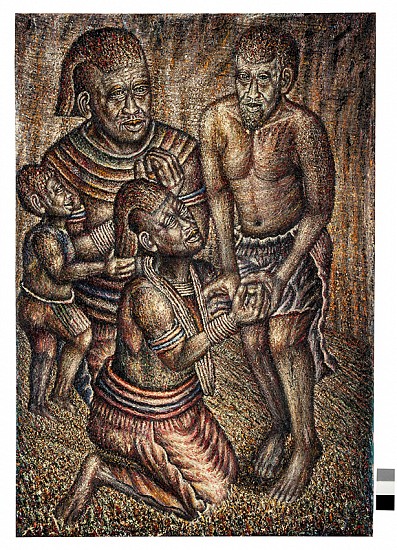 MMAKGABO MAPULA HELEN SEBIDI, THE GRANDMOTHER IS THE GUIDE TO THE FAMILY
(2014-2016), OIL  ON CANVAS