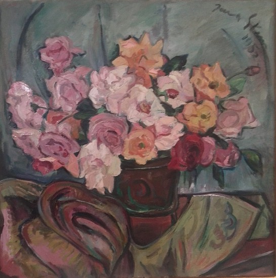 IRMA STERN, A STILL LIFE WITH ROSES
OIL ON CANVAS