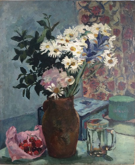 MAUD SUMNER, STILL LIFE WITH CHERRIES
OIL ON BOARD