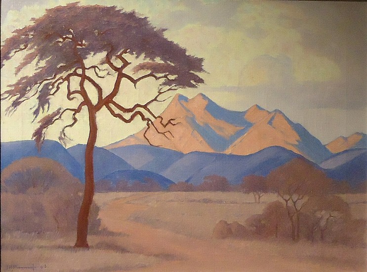 J.H. PIERNEEF, VIEW OF A TREE FROM VARSVLEI
1943, OIL ON CANVAS