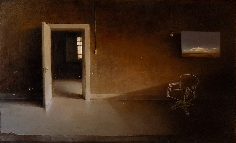 HAROLD VOIGT, INTERIOR WITH LANDSCAPE PAINTING AND CHAIR (07/17)
OIL ON CANVAS