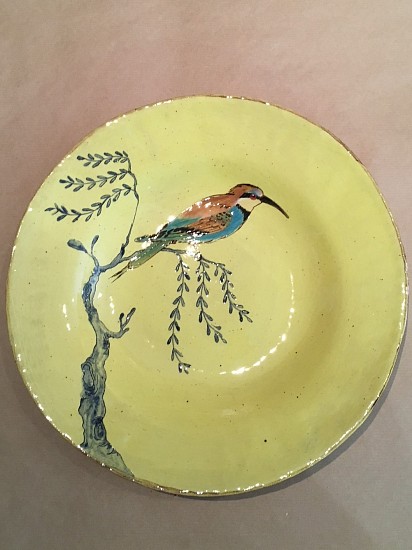 LISA RINGWOOD, BEE EATER AND WILLOW TREE PLATE III
HAND PINCHED AND SLAB MOULDED PLATES, PAINTED WITH SLIP, UNDERGLAZE AND OXIDE