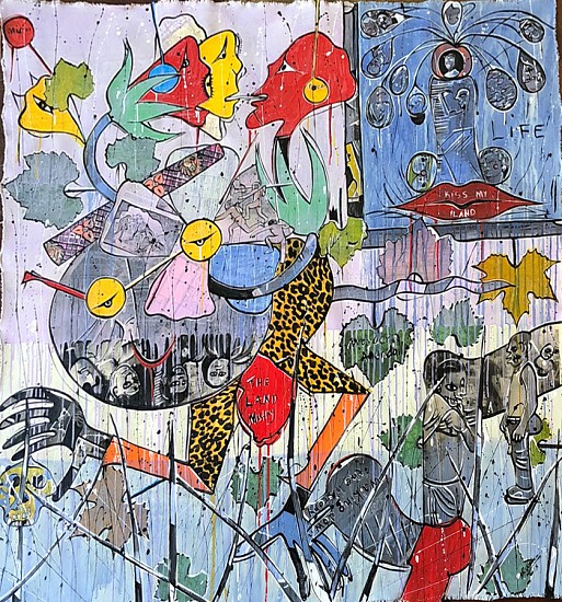 BLESSING NGOBENI, LIFE OF A PLANT IS OF A HUMAN
ACRYLIC AND COLLAGE ON CANVAS