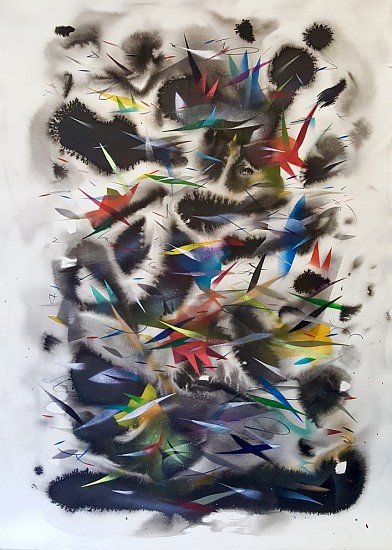 FRED CLARKE, MIGRATION
2018, SPRAY PAINT & INK ON PAPER