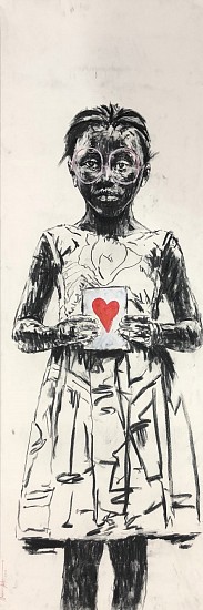 NELSON MAKAMO, GIRL WITH RED HEART
2018, CHARCOAL AND PASTEL ON PAPER
