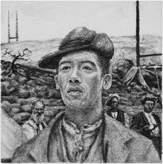 JOHAN STEGMANN, AGTERRYER
CHARCOAL ON PAPER