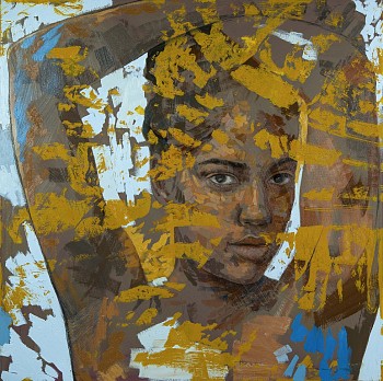 Delete #4, 2019, Oil & Silkscreen on Linen, 100x100cm