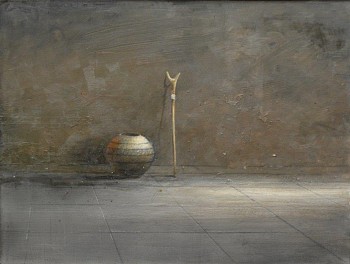 6. Venda Pot and Tribal Stick 46 x 61 cm