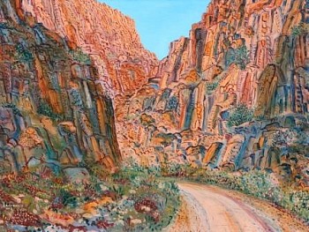 LR Karoo Preserved Series Entering Swartberg Pass Oil on polyester canvas 2013 75x100cm Bruce Backhouse