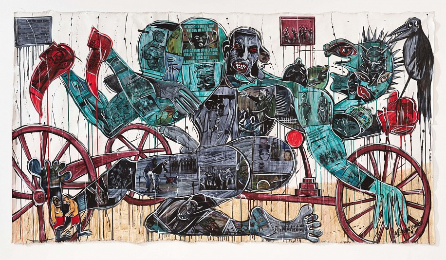 BLESSING NGOBENI, VEHICLE OF FAILED STATE
2019, ACRYLIC AND COLLAGE ON CANVAS