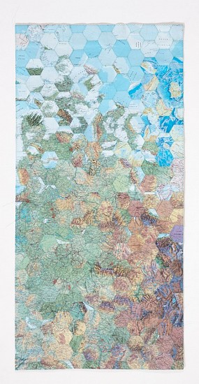 FAITH XLVII, CHAOS THEORY XVII
DECONSTRUCTED MAP TAPESTRY ON LINEN