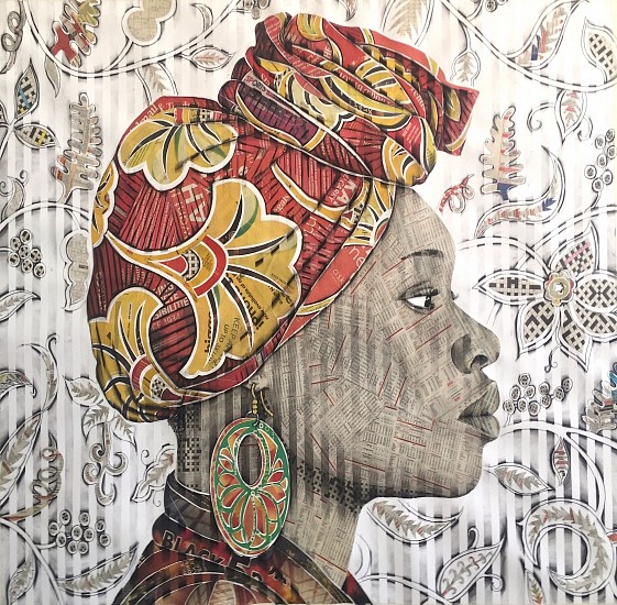 GARY STEPHENS, LETICIA WITH HIBISCUS SCARF
2020, NEWSPRINT COLLAGE AND CHARCOAL ON FOLDED PAPER