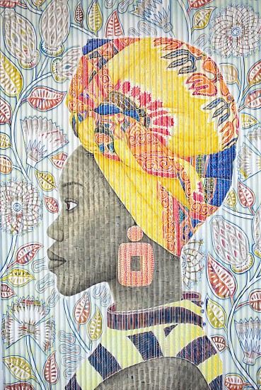 GARY STEPHENS, LESEGO WITH YELLOW DOEK
2020, CHALK PASTEL, CHARCOAL, AND NEWSPRINT COLLAGE ON FOLDED PAPER
