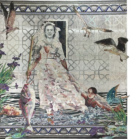 TAMLIN BLAKE, JOE`S SIRENS
2020, NEWSPAPER TAPESTRY