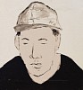 RESIZED Brett Charles Seiler, Portrait 26, 2022, Bitumen and Roof Paint on Canvas, 46 x 40cm