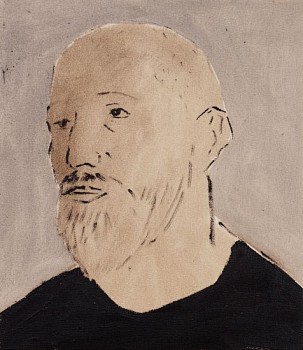 RESIZED Brett Charles Seiler, Portrait 31, 2022, Bitumen and Roof Paint on Canvas, 46 x 40cm