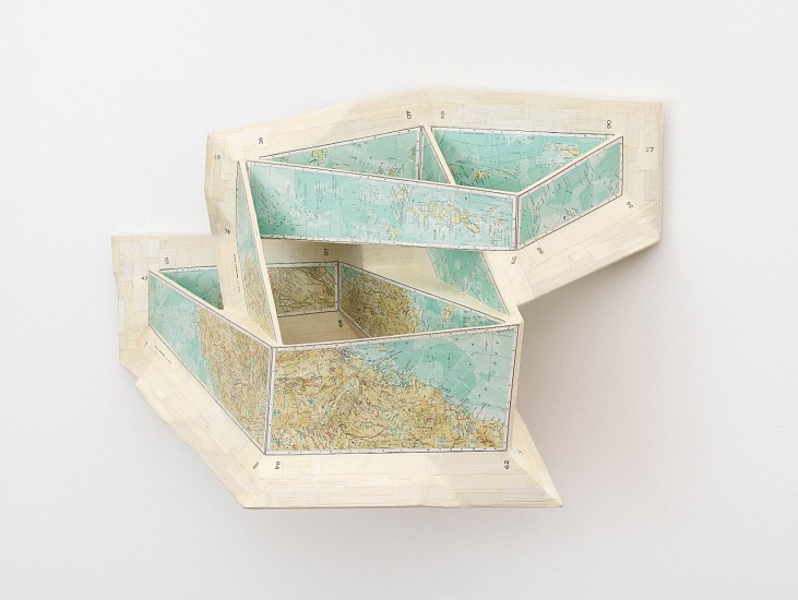 GERHARD MARX, ONE AND THREE SPACES
RECONFIGURED MAP FRAGMENTS ON BIRCH PLYWOOD