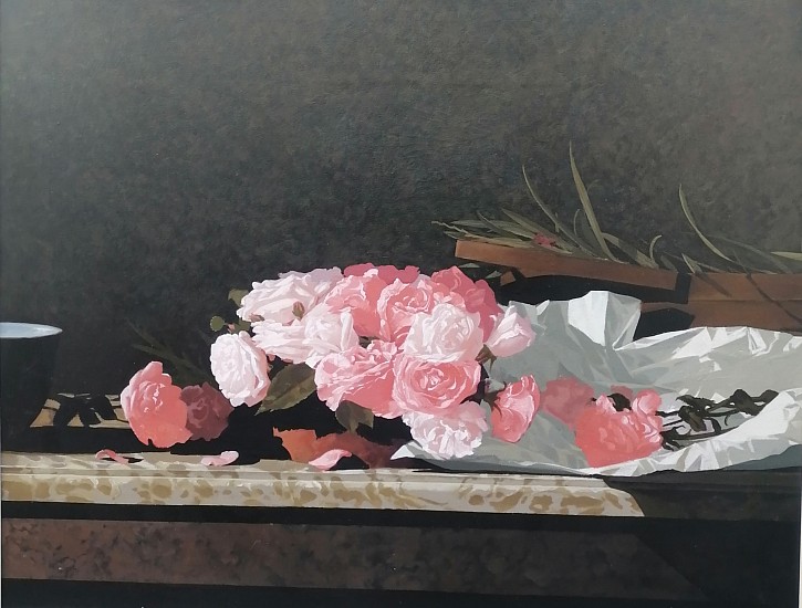 NEIL RODGER, FLOWER PIECE WITH ROSES AND OLEANDER
OIL ON CANVAS