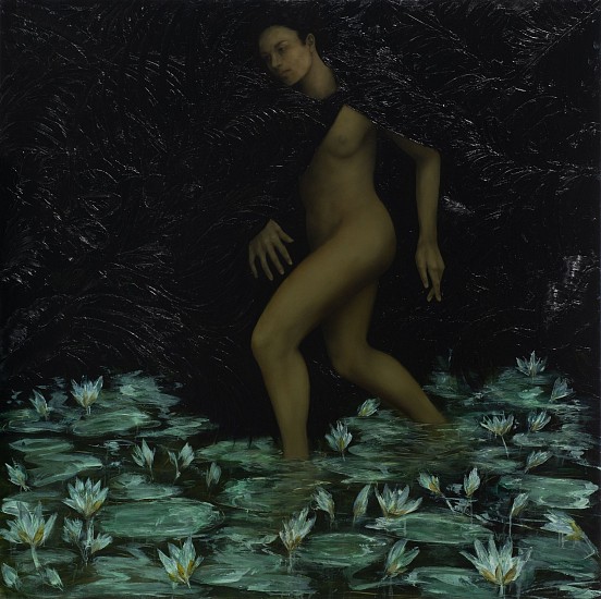 SHANY VAN DEN BERG, FOLLOWING THE TRAIL THROUGH THE LILY POND
OIL ON BOARD