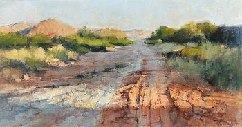early morning district road tswalu 75cm x 140cm oil on canvas