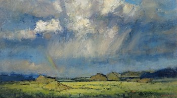 tswalu storm with rainbow 90cm x 160cm oil on canvas