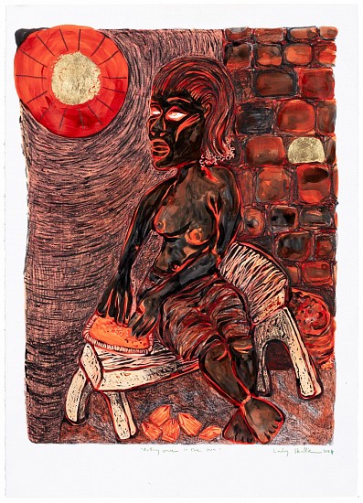 LADY  SKOLLIE, ROLLING SOME IN THE SUN
2024, MIXED MEDIA ON FABRIANO