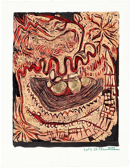 LADY  SKOLLIE, MISCELLANEOUS BUSHMAN SYMBOLS
2024, MIXED MEDIA ON FABRIANO