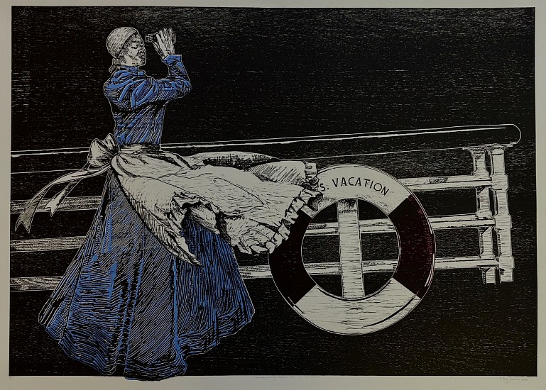 MARY SIBANDE, LEISURELY SAILING: SOPHIE WITH HER BINOCULARS
2024, WOODCUT AND MONOTYPE