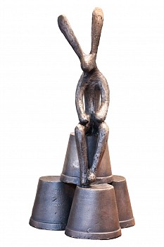 hare on flower pot 1 small