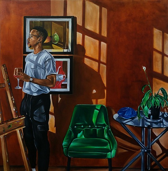 TEBOGO STEPHEN LANGA, THROUGH THE WINDOW I SEE
2024, OIL ON CANVAS